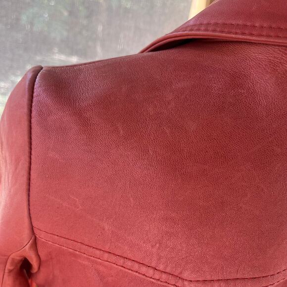 See By Chloe Women's Rusty Red Lamb Leather Belted Jacket Sizes 4 - Picture 12 of 16